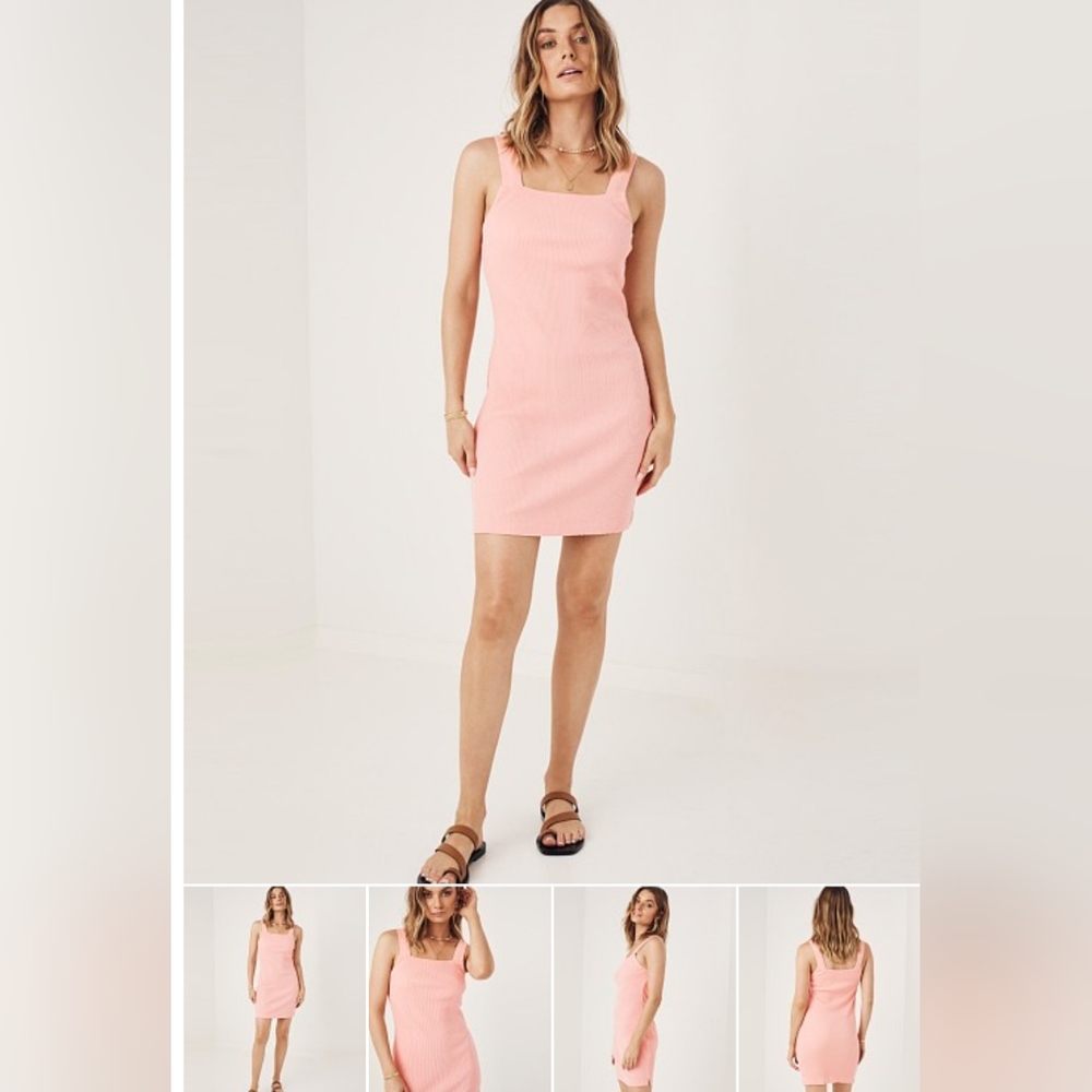 Spell Como ribbed dress pink